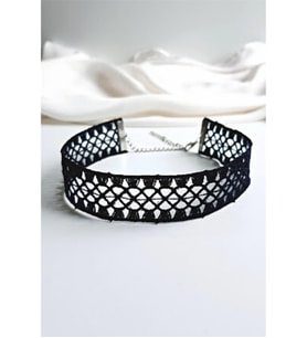 GOTİK SİYAH DANTEL GÜPÜR CHOKER KOLYE