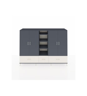 Hyperion Dolap 12 Raflı 3 Çekmeceli 4 Kapaklı 220x44x163 Antrasit-Antrasit/Aytaşı