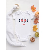 Organik %100 Pamuk Kısa Kollu Beyaz Cool Bebek Body Bebek Badi Çıtçıtlı Zıbın