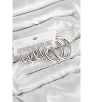 Pirinç Halka Model Gümüş Renk Kadın Set Küpe 5886 - SSSSSS3602-9247