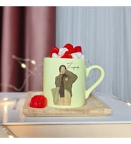 Tesettürlü Kız Karakter Tasarımlı Kişiye Özel Sarı Türk Kahvesi Fincanı