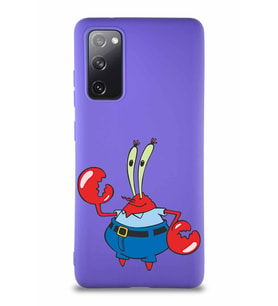 Samsung Galaxy S20 FE Soft Premier Kapak Bay Yengeç Tasarımlı Silikon Kılıf - Mor (Şeffaf)