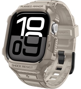 Apple Watch 46mm Seri 11/10 ile Uyumlu Kılıf & Kordon Kayış Rugged Armor Pro 2 Dune Beige - ACS10506