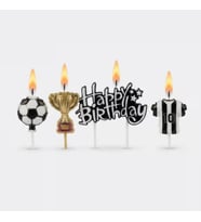 Taraftar Temalı Siyah Beyaz Happy Birthday Kupa Şekilli Mum Set
