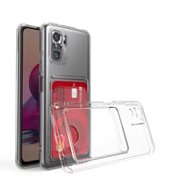 Xiaomi Redmi Note 10 Uyumlu Kılıf Kartlıklı Şeffaf Zore Setra Clear Silikon Kapak