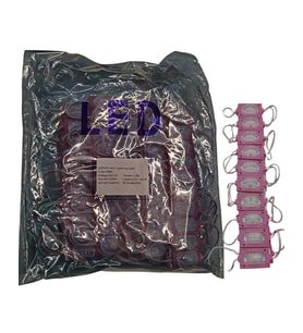 100 Adet 12 Volt 1.2 Watt Dar Açılı Tek Lensli Pembe Led Modül IP65 1 Paket