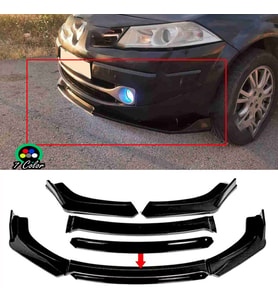 Renault Megane Mk2 Siyah Renkli Şeritli Dilli Ön Lip 4 Prç Parlak Siyah ABS 2002 - 2009
