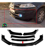 Renault Megane Mk2 Siyah Renkli Şeritli Dilli Ön Lip 4 Prç Parlak Siyah ABS 2002 - 2009