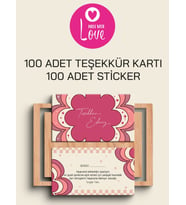 100 Adet Teşekkür Kartı ve 100 adet Teşekkür Sticker PYTKSVTK10
