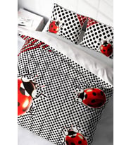 Çift Kişilik Nevresim Takımı Sık Dokuma Pamuk Saten 3d Özel Tasarım Ladybug Naturel