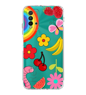 PrintiFy Xiaomi Redmi 9T ile Uyumlu Water Color 5  Kamera Korumalı Şeffaf  Kılıf