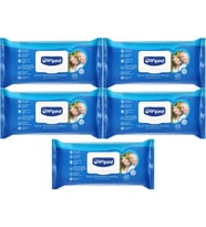 Canped Hasta Vücut Perine Temizleme Islak Mendil Havlu 48 Yaprak XL (5 Li Set) Plastik Kapaklı