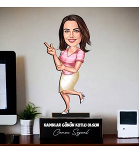 Kişiye Özel Parlak Fikirli Çalışan Kadın Karikatürlü Biblo