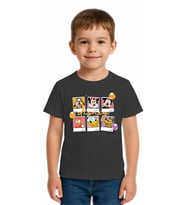 Unisex Disney Baskılı Çocuk Tişört pamuklu penye kumaş (Füme)