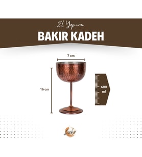 BAKIR ŞARAP KADEHİ ÇEKİÇ DÖVMELİ OKSİTLİ BAKIR RENK