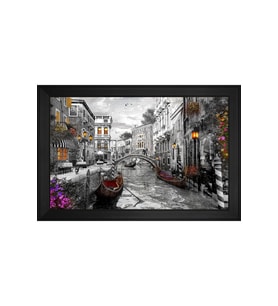 Manzara Temalı Kanvas Tablo 80 x 110 cm Siyah Çerçeve