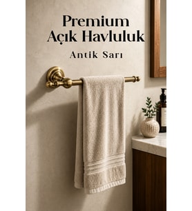 Antik Sarı Renk Metal Açık Havluluk Banyo Lavabo WC Havluluk