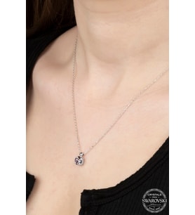 SWAROVSKİ CRYSTAL TEK TAŞ  925 AYAR GÜMÜŞ KOLYE