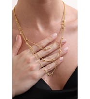 925 Ayar Gold 3 Sıra Dorika Toplu Gümüş Kolye