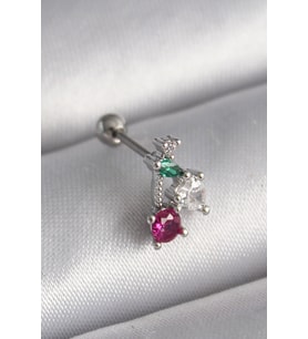 316L Çelik Gümüş Renk Zirkon Taşlı Tragus Piercing TJ-PR1227