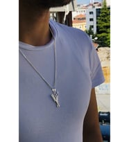 Zincirli Tarak Makas Gümüş Erkek Kuaför Kolye