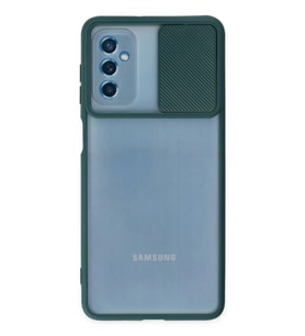 Newface Samsung Galaxy M52 5G Kılıf Palm Buzlu Kamera Sürgülü Silikon - Yeşil