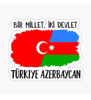 Bir Millet iki Devlet Sticker Yapıştırması Türkiye-Azerbaycan