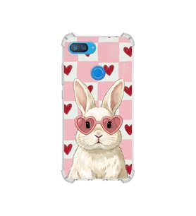 PrintiFy Xiaomi Mi 8 Lite ile Uyumlu Pembe Pötikare Serisi Pembe Zıpzıp Tasarımlı Uv Baskılı Köşe Korumalı Antişok Kılıf