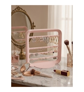 Zarif Modern Küpe Standı, Pembe Takı Düzenleyici, Takı Standı , Küpe askısı , 4 bölmeli Organizer