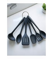6 Parça Silikon Servis Seti Bulaşık Makinesinde Yıkanabilir Silikon Mutfak Seti 21cm  Spatula Kepçe