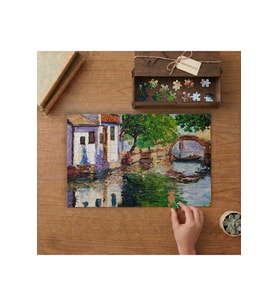 Yağlı Boya Su Yolu Manzarası Tasarımı 240 parça Ahşap Puzzle Ahşap Kutuda MP00293