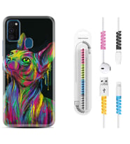 Samsung M21 M22 M23 M30 M31S M32 Kılıf Kablo Koruma Spiral Silikon Color Cat 1754