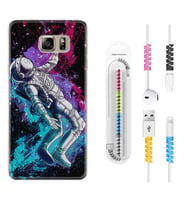 Samsung S7 Edge S20 Fe Plus Ultra S21 S22 Kılıf Kablo Koruma Spiral Silikon Astronot Signs 1753