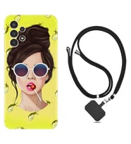 Samsung Galaxy M14 Kılıf Resimli Boyun Askılı İpli Desenli Silikon Lollipop Woman 1416