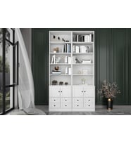 4 Kapakli Çekmeceli Kitaplik 130 Cm Beyaz KTP-1313