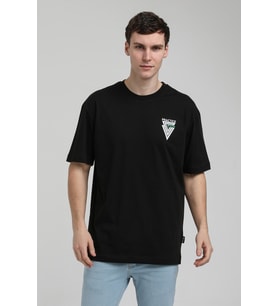 Bisiklet Yaka Siyah Oversize Tişört 23SSM20337
