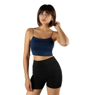 Kadın Lacivert İp Askılı Crop Top Büstiyer Bluz Atlet 23K-TRP-CRP01