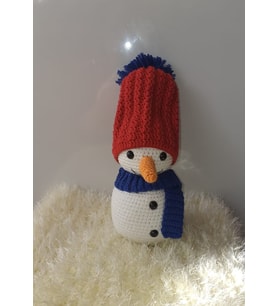 Kırmızı Şapkalı Kardan Adam Amigurumi Organik Oyuncak