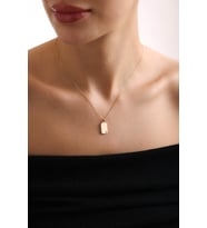 14 Ayar Altın Taşlı Plaka Kolye