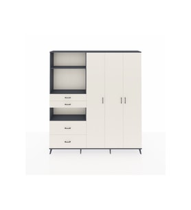 Arges Gardrop 12 Raflı 4 Çekmeceli Tek Askılı 220x30x243 Antrasit-Aytaşı