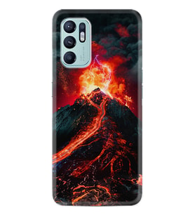 Oppo Reno 6 Kılıf Silikon Desen Özel Seri Yanardağ 1611
