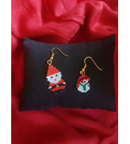 Miyuki Boncuk El Yapımı Noel Baba Ve Minik Kardan Adam Küpe Yılbaşı Christmas Noel