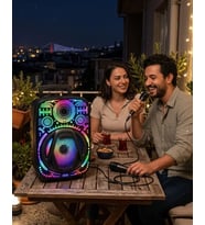 Taşınabilir Bluetooth Speaker Mikrofonlu Rgb Işıklı Karaoke Ses Sistemi