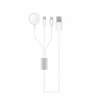 Akıllı Saat + Lightning + Type-C-Wireless USB Şarj Çoklu Kablosu 3 in 1 (Beyaz)
