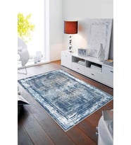Mavi Modern Klasik Kaymaz Tabanlı Dekoratif Halı AR112 - 100 x 160 cm