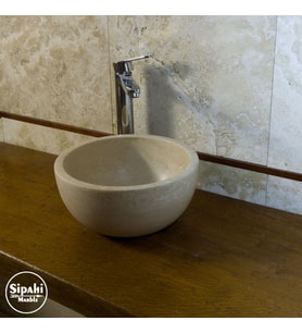 Sipahi Marble Traverten Yuvarlak Mini Lavabo