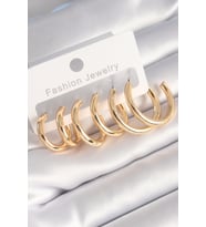 Pirinç Gold Renk Halka Model Kadın Küpe Seti (Karışık)