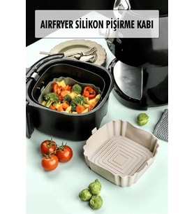 Bütün Airfryer'lere Uyumlu Krem Silikon Pişirme Kabı