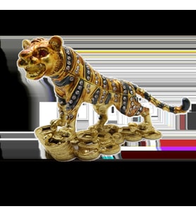 Swarovski Taşlı Kükreyen Leopar - Gizli Hazneli Masaüstü Hediyelik Süs Eşyası  Hediyelik Kutusunda (Karışık)