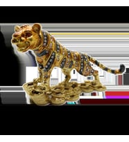 Swarovski Taşlı Kükreyen Leopar - Gizli Hazneli Masaüstü Hediyelik Süs Eşyası  Hediyelik Kutusunda (Karışık)